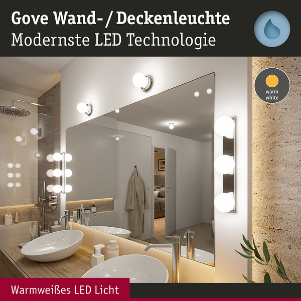 Deckenleuchte Gove - Opalglas / Chrom - 1-flammig - Chrom - Durchmesser: 12 cm