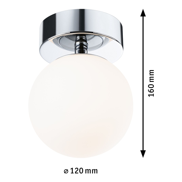 Deckenleuchte Gove - Opalglas / Chrom - 1-flammig - Chrom - Durchmesser: 12 cm