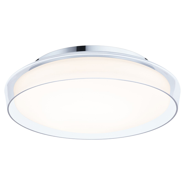 Deckenleuchte Luena - Chrom / Klarglas - Silber / Weiß - 1-flammig - Durchmesser: 35 cm