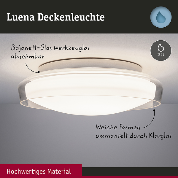 Deckenleuchte Luena - Chrom / Klarglas - Silber / Weiß - 1-flammig - Durchmesser: 35 cm