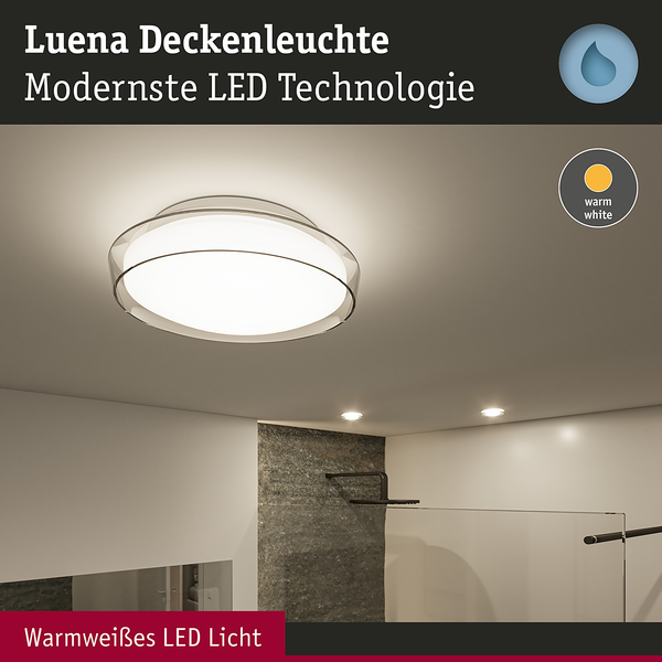 Deckenleuchte Luena - Chrom / Klarglas - Silber / Weiß - 1-flammig - Durchmesser: 35 cm