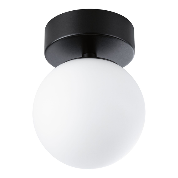 Deckenleuchte Gove - Opalglas / Aluminium - 1-flammig - Schwarz - Durchmesser: 12 cm