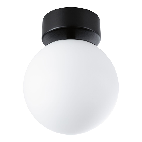 Deckenleuchte Gove - Opalglas / Aluminium - 1-flammig - Schwarz - Durchmesser: 17 cm