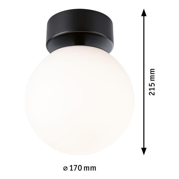 Deckenleuchte Gove - Opalglas / Aluminium - 1-flammig - Schwarz - Durchmesser: 17 cm