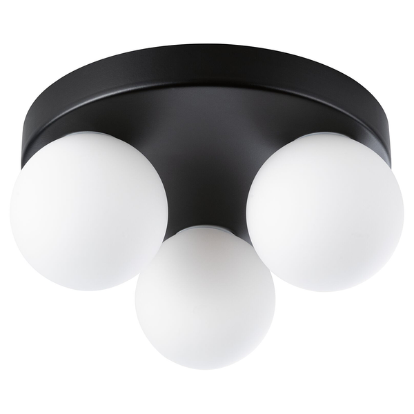 Deckenleuchte Gove Rondel - Opalglas / Aluminium - 3-flammig - Schwarz