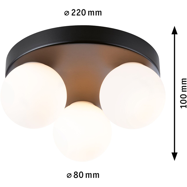 Deckenleuchte Gove Rondel - Opalglas / Aluminium - 3-flammig - Schwarz
