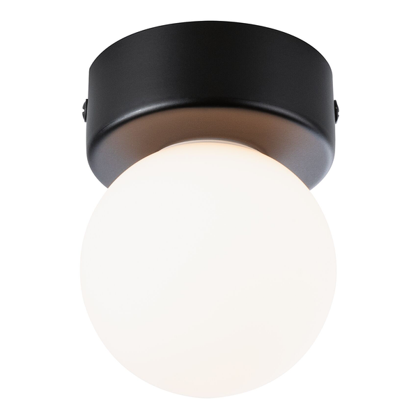 Deckenleuchte Gove - Opalglas / Aluminium - 1-flammig - Schwarz - Durchmesser: 8 cm