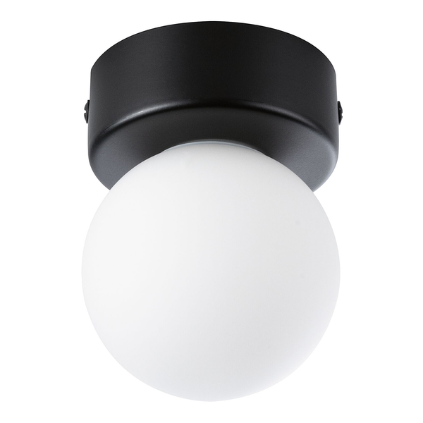 Deckenleuchte Gove - Opalglas / Aluminium - 1-flammig - Schwarz - Durchmesser: 8 cm