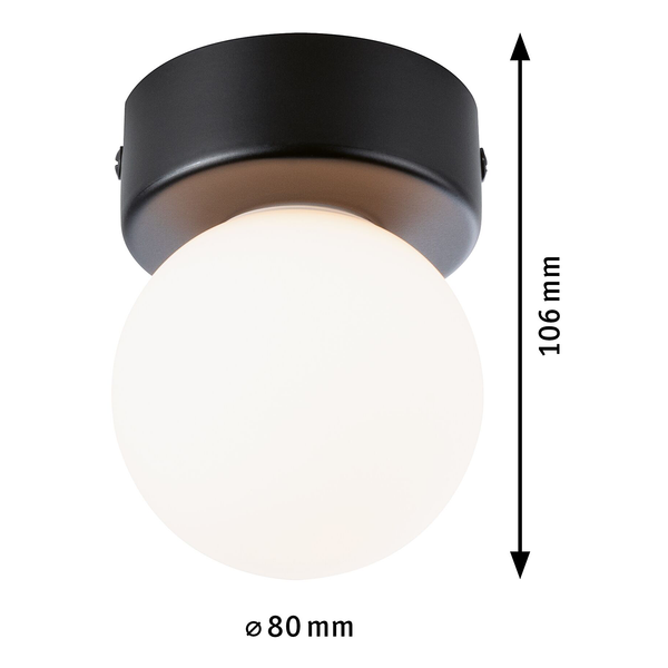 Deckenleuchte Gove - Opalglas / Aluminium - 1-flammig - Schwarz - Durchmesser: 8 cm