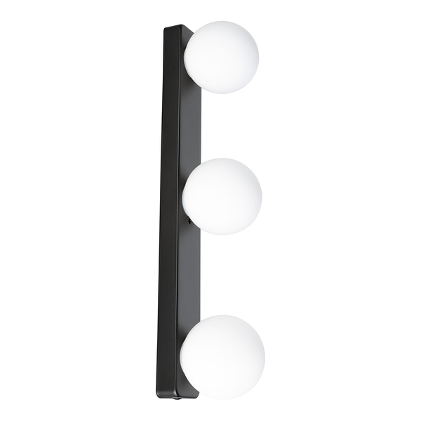 Wandleuchte Gove Balken - Opalglas / Aluminium - 3-flammig - Schwarz