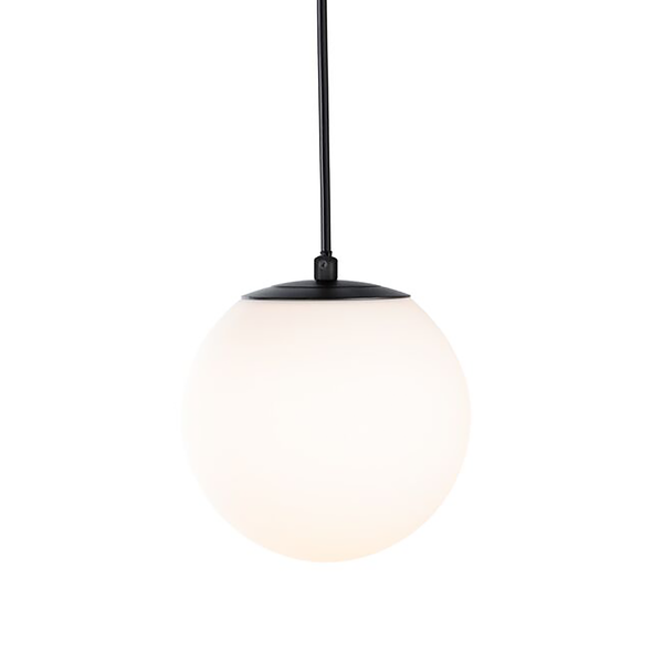 Pendelleuchte Gove - Opalglas / Aluminium - 1-flammig - Schwarz
