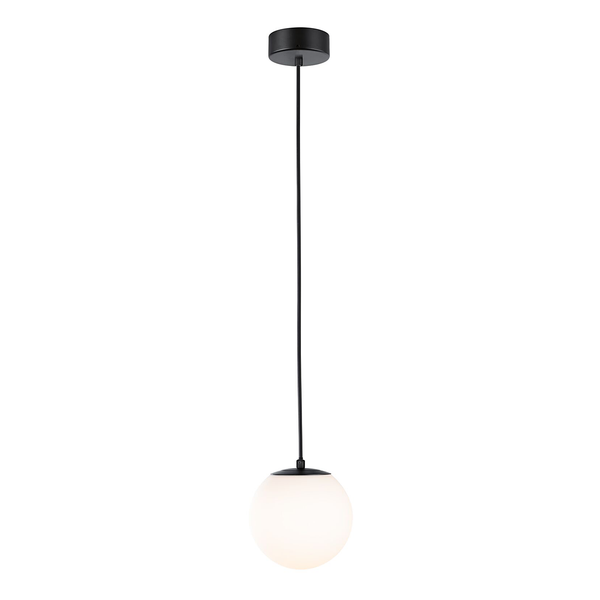 Pendelleuchte Gove - Opalglas / Aluminium - 1-flammig - Schwarz