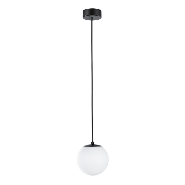 Pendelleuchte Gove - Opalglas / Aluminium - 1-flammig - Schwarz