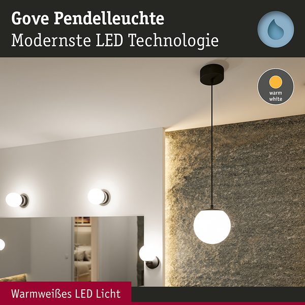 Pendelleuchte Gove - Opalglas / Aluminium - 1-flammig - Schwarz