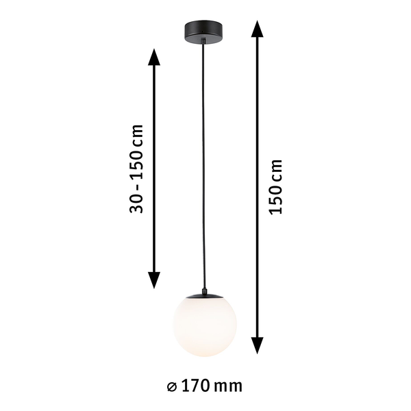 Pendelleuchte Gove - Opalglas / Aluminium - 1-flammig - Schwarz