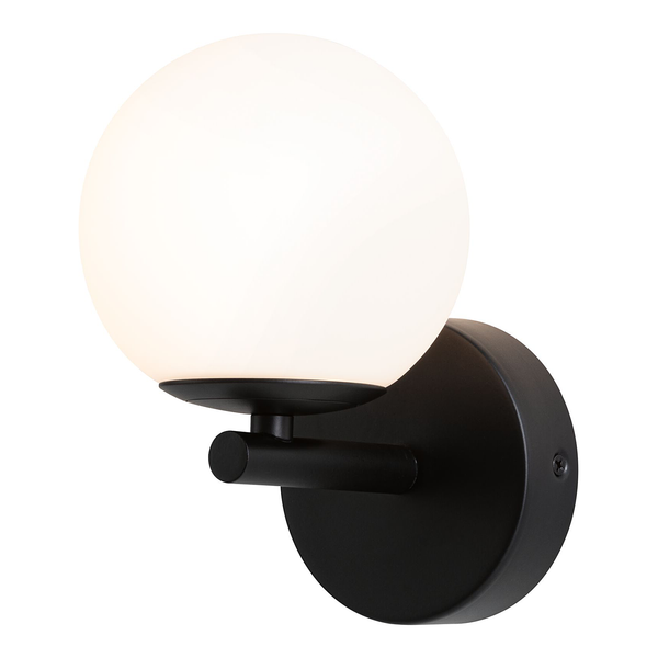 Wandleuchte Gove - Opalglas / Aluminium - 1-flammig - Schwarz