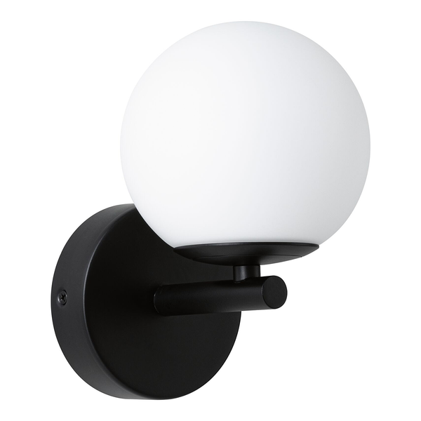 Wandleuchte Gove - Opalglas / Aluminium - 1-flammig - Schwarz