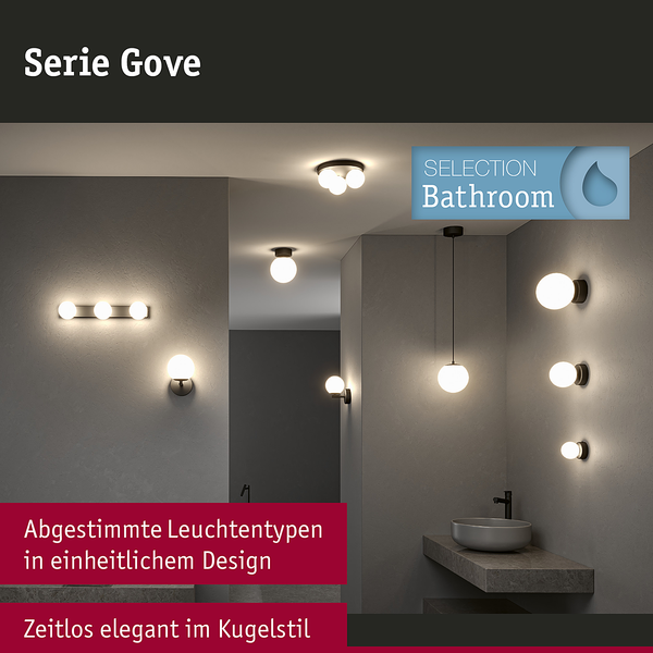 Wandleuchte Gove - Opalglas / Aluminium - 1-flammig - Schwarz