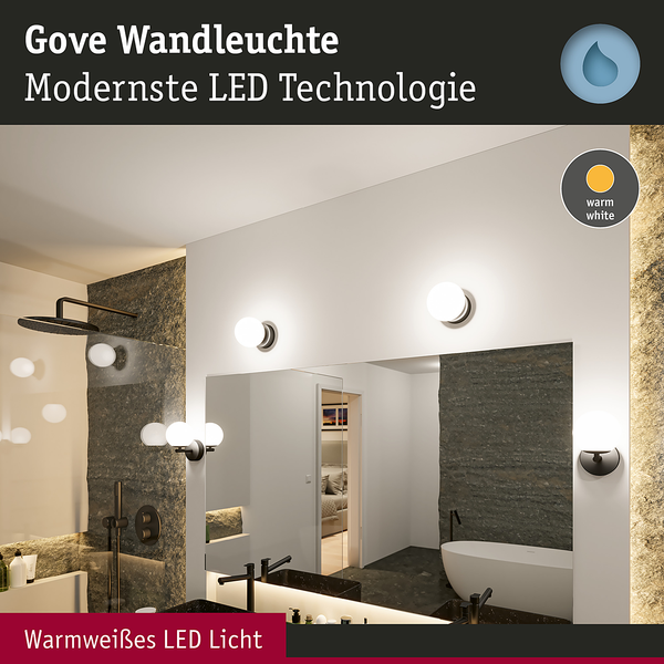 Wandleuchte Gove - Opalglas / Aluminium - 1-flammig - Schwarz