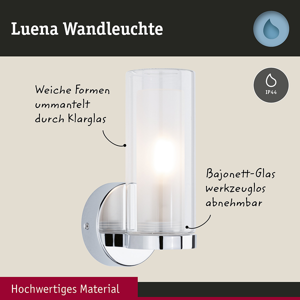 Wandleuchte Luena - Chrom / Klarglas - Silber / Weiß - Flammenanzahl: 1