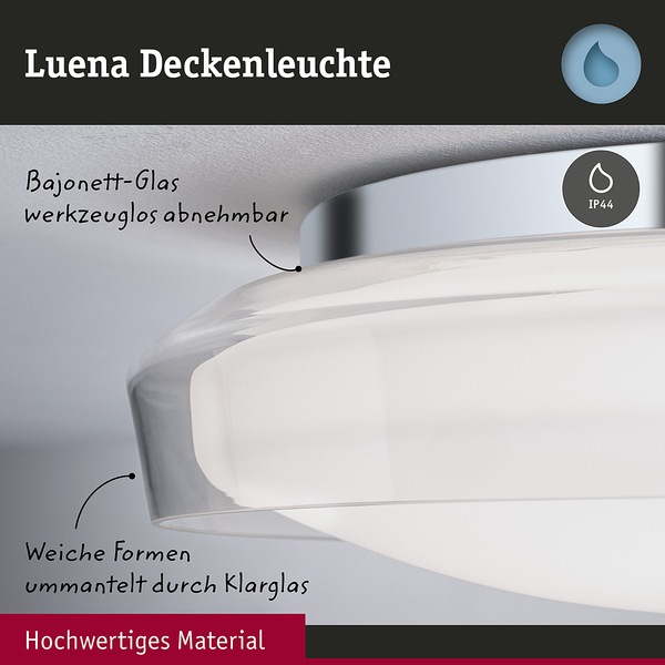Deckenleuchte Luena - Chrom / Klarglas - Silber / Weiß - 1-flammig - Durchmesser: 25 cm