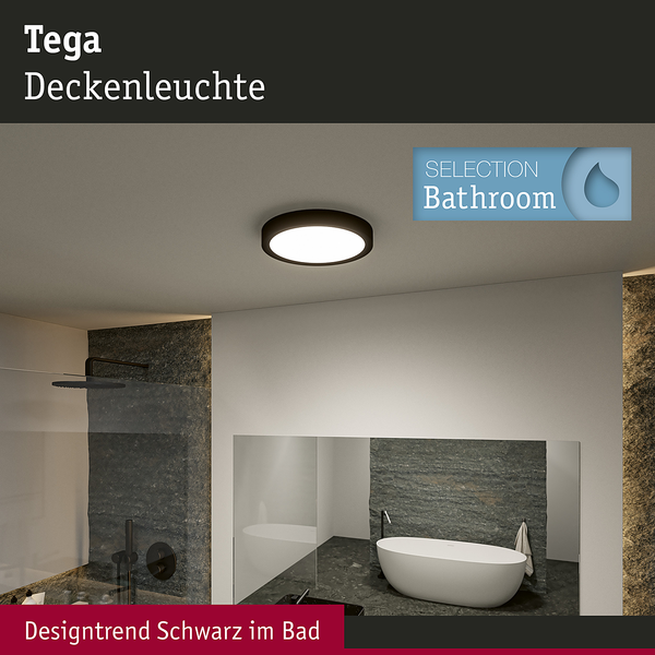 Deckenleuchte Tega - Acrylglas - 1-flammig - Schwarz