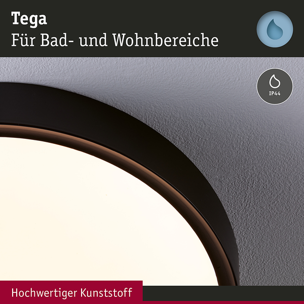 Deckenleuchte Tega - Acrylglas - 1-flammig - Schwarz