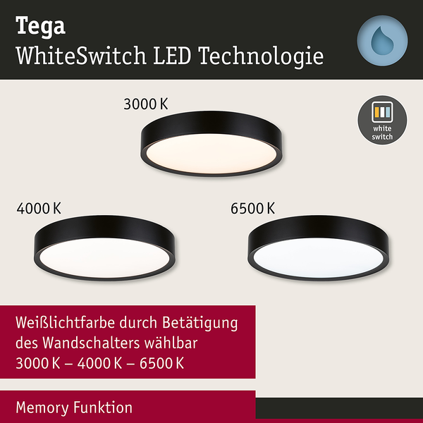 Deckenleuchte Tega - Acrylglas - 1-flammig - Schwarz