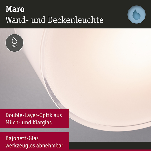 Deckenleuchte Maro Rund - Acrylglas - Weiß - 1-flammig