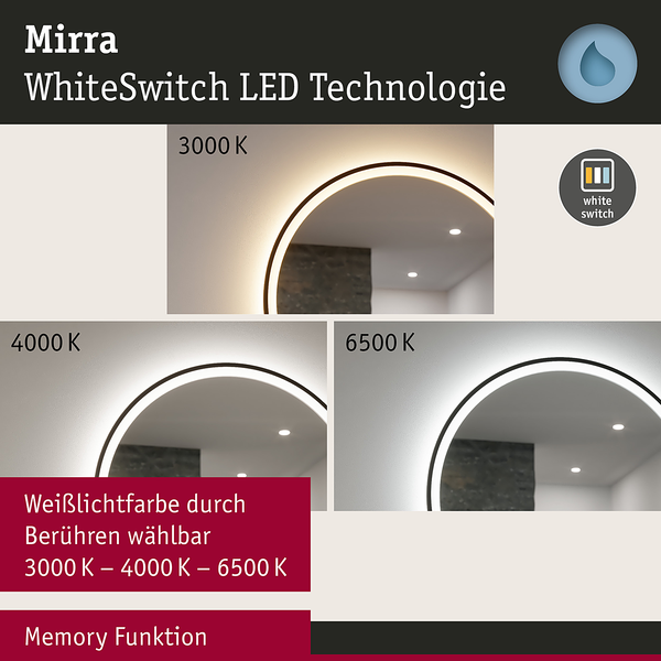 Spiegel Mirra beleuchtet Rund - Aluminium - Schwarz
