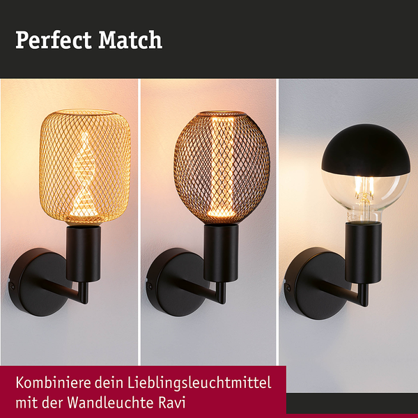 Wandleuchte Ravi - Aluminium -1-flammig - Schwarz