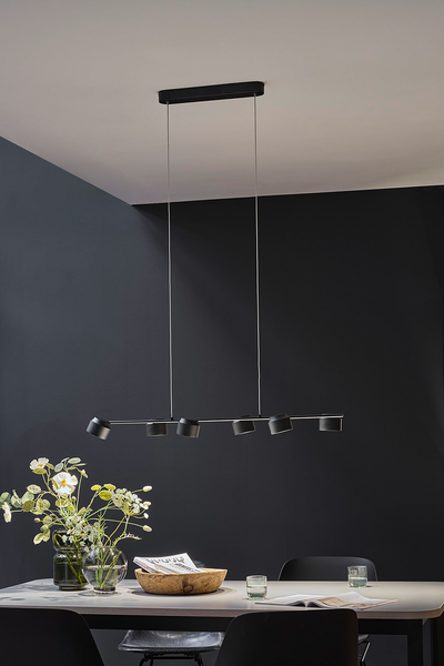Pendelleuchte Puric Pane Wire ZB - Aluminium - Schwarz - 6-flammig
