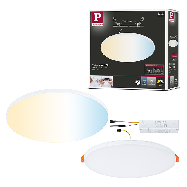 Deckenleuchte Veluna Rund - Aluminium - Weiß - 1-flammig - Durchmesser: 20 cm