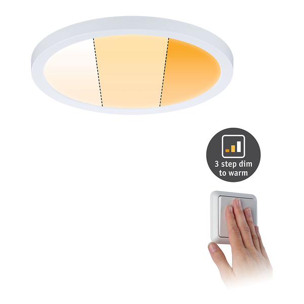 Deckenleuchte Areo 3-Step-Dim Rund - Kunststoff - 1-flammig - Weiß - Durchmesser: 18 cm - Warmweiß - Universalweiß