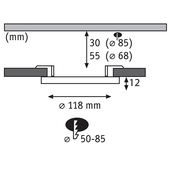 Deckenleuchte Areo Rund - Kunststoff - 1-flammig - Weiß - Durchmesser: 12 cm - Warmweiß