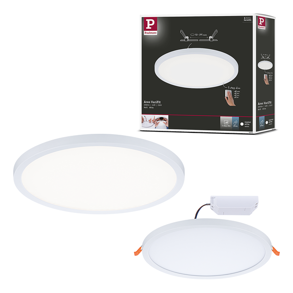 Deckenleuchte Areo 3-Step-Dim Rund - Kunststoff - 1-flammig - Weiß - Durchmesser: 23 cm - Universalweiß