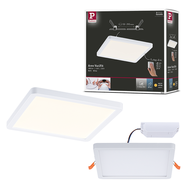 Deckenleuchte Areo 3-Step-Dim - Kunststoff - Weiß - 1-flammig - 18 x 2.6 cm - Warmweiß