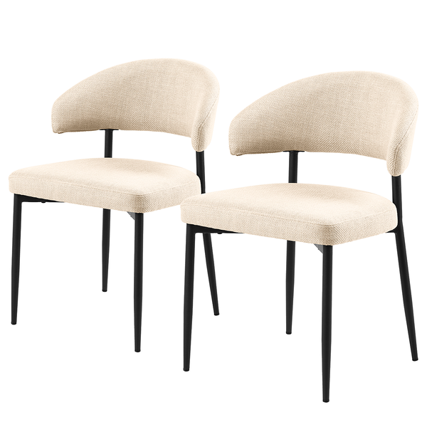 Polsterstuhl Asbo 2er-Set - Strukturstoff Badia: Beige