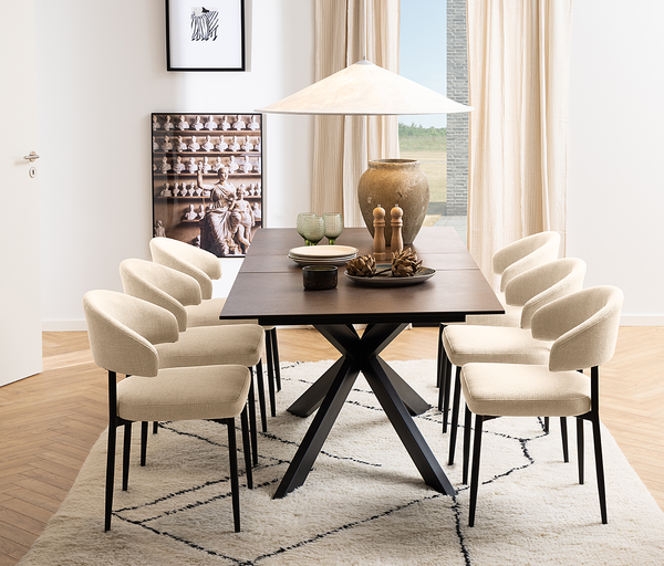 Polsterstuhl Asbo 2er-Set - Strukturstoff Badia: Beige