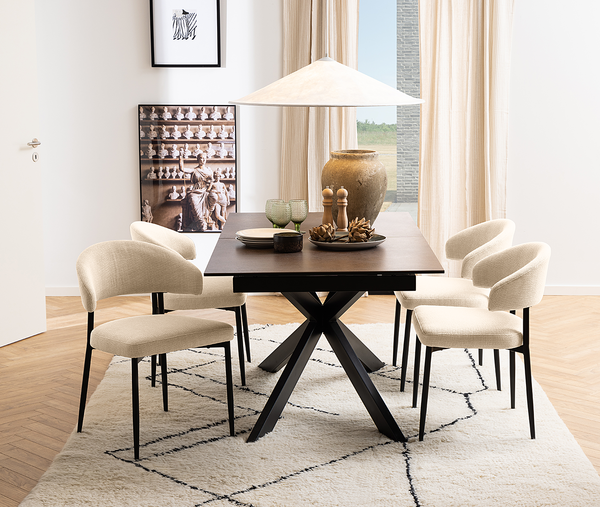 Polsterstuhl Asbo 2er-Set - Strukturstoff Badia: Beige