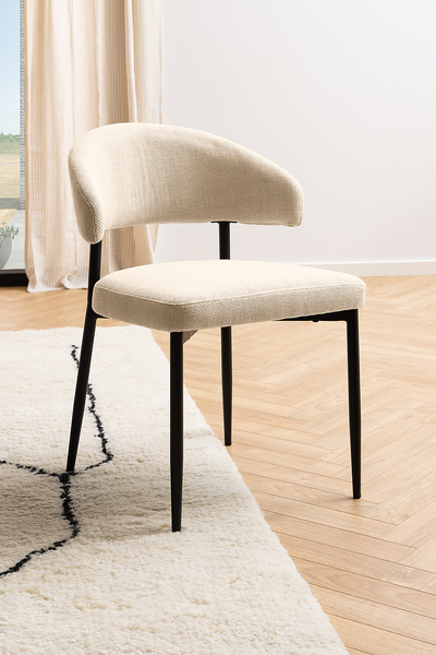 Polsterstuhl Asbo 2er-Set - Strukturstoff Badia: Beige