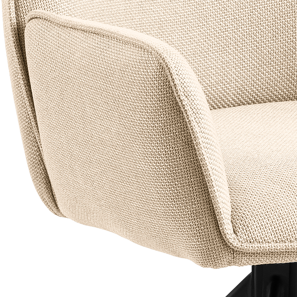 Drehbarer Armlehnenstuhl SUNDET 2er-Set - Strukturstoff Badia: Beige