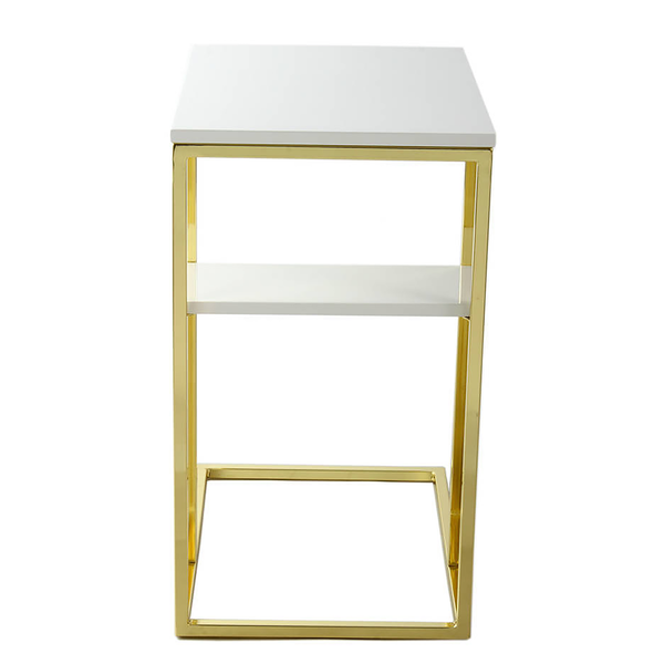 Beistelltisch Lucilla 200 - Edelstahl / Dekor - Weiß / Gold