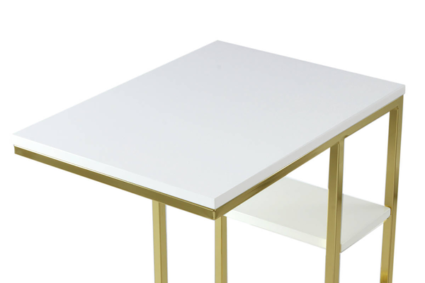 Beistelltisch Lucilla 200 - Edelstahl / Dekor - Weiß / Gold