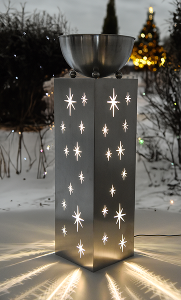LED-Pflanzsäule Sterne - Edelstahl - Silber