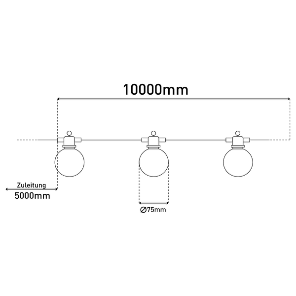 Solar-Lichterkette Cadena - Kunststoff - Schwarz - 10-flammig - Warmweiß