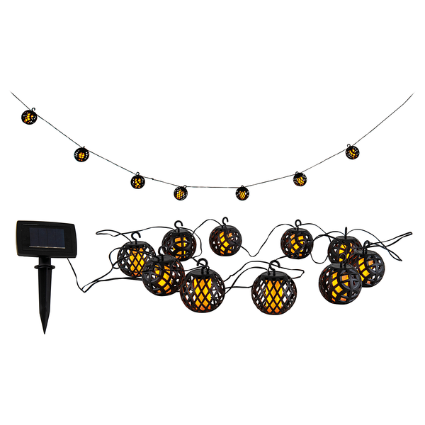 Solar-Lichterkette Fogo - Kunststoff - Schwarz / Gelb - 10-flammig