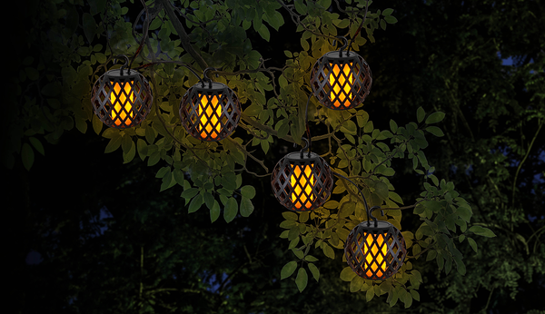 Solar-Lichterkette Fogo - Kunststoff - Schwarz / Gelb - 10-flammig