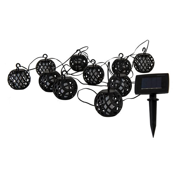 Solar-Lichterkette Fogo - Kunststoff - Schwarz / Gelb - 10-flammig