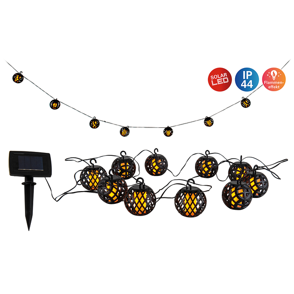 Solar-Lichterkette Fogo - Kunststoff - Schwarz / Gelb - 10-flammig